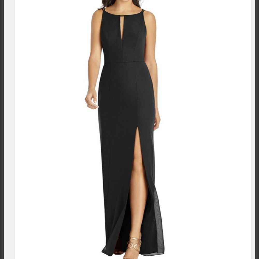Black Bridesmaids Chiffon Keyhole Gown